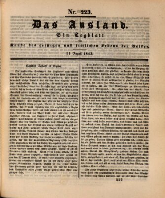 Das Ausland Freitag 11. August 1843