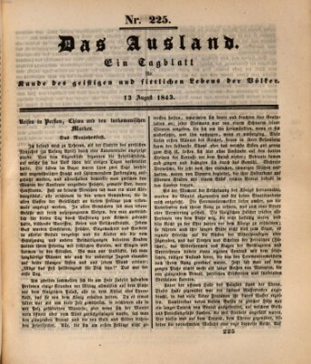 Das Ausland Sonntag 13. August 1843