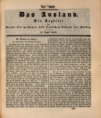 Das Ausland Dienstag 15. August 1843