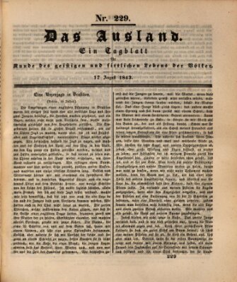 Das Ausland Donnerstag 17. August 1843