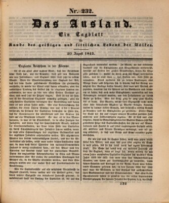 Das Ausland Sonntag 20. August 1843