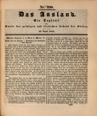 Das Ausland Samstag 26. August 1843