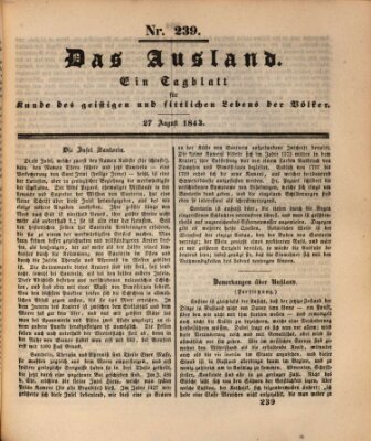 Das Ausland Sonntag 27. August 1843