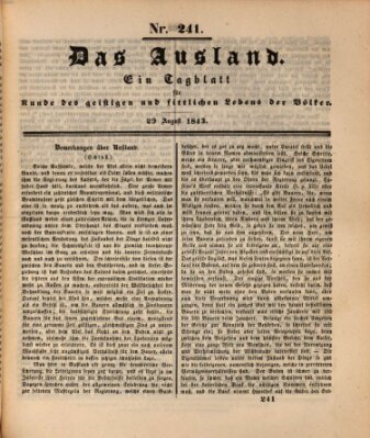 Das Ausland Dienstag 29. August 1843