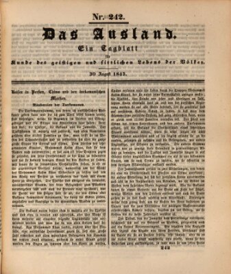 Das Ausland Mittwoch 30. August 1843