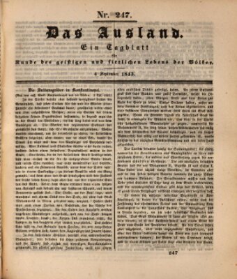 Das Ausland Montag 4. September 1843