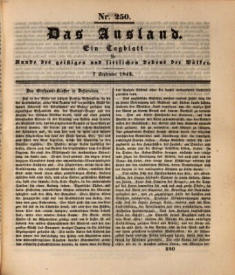 Das Ausland Donnerstag 7. September 1843