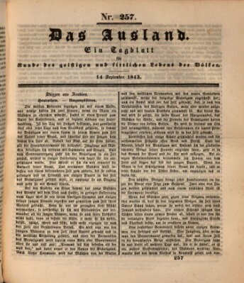 Das Ausland Donnerstag 14. September 1843