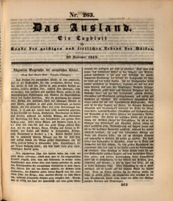 Das Ausland Mittwoch 20. September 1843