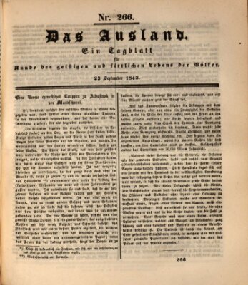 Das Ausland Samstag 23. September 1843