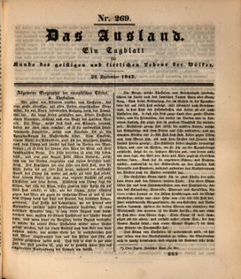 Das Ausland Dienstag 26. September 1843