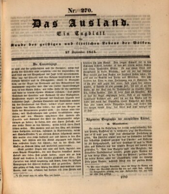 Das Ausland Mittwoch 27. September 1843