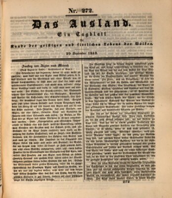 Das Ausland Freitag 29. September 1843