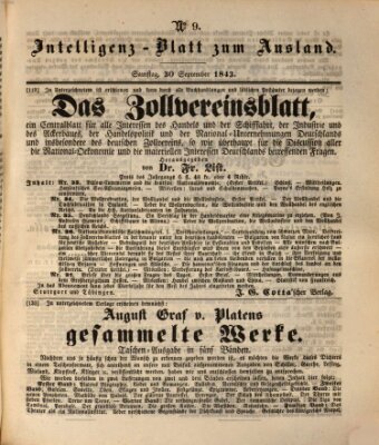 Das Ausland Samstag 30. September 1843