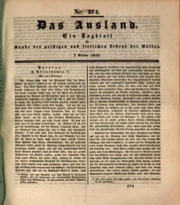 Das Ausland Sonntag 1. Oktober 1843