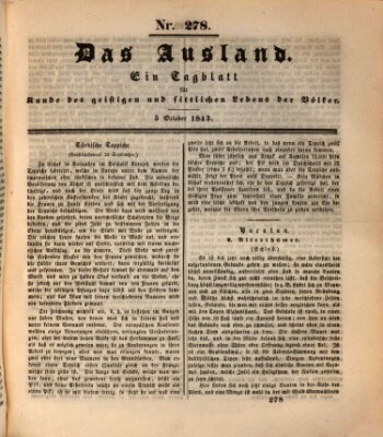 Das Ausland Donnerstag 5. Oktober 1843