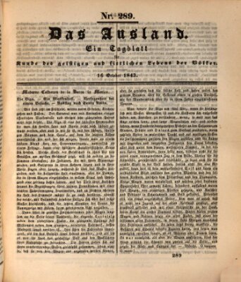 Das Ausland Montag 16. Oktober 1843