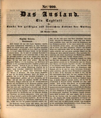 Das Ausland Donnerstag 26. Oktober 1843