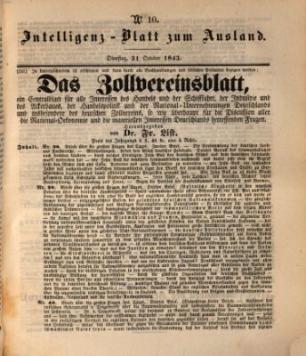 Das Ausland Dienstag 31. Oktober 1843