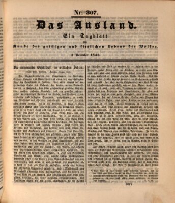 Das Ausland Freitag 3. November 1843