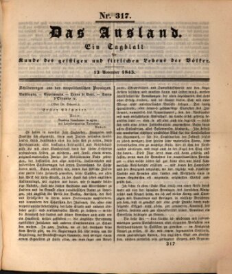 Das Ausland Montag 13. November 1843