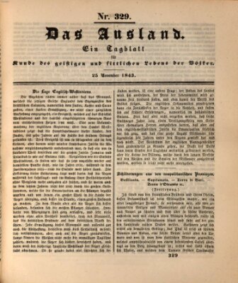 Das Ausland Samstag 25. November 1843