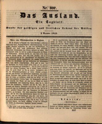 Das Ausland Sonntag 3. Dezember 1843