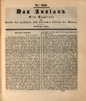 Das Ausland Dienstag 19. Dezember 1843