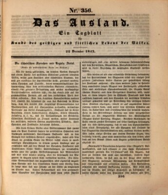 Das Ausland Freitag 22. Dezember 1843