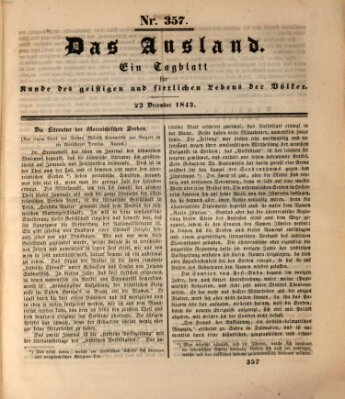 Das Ausland Samstag 23. Dezember 1843