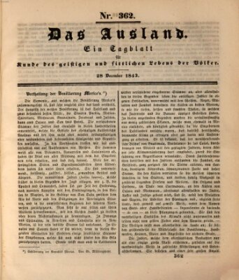 Das Ausland Donnerstag 28. Dezember 1843