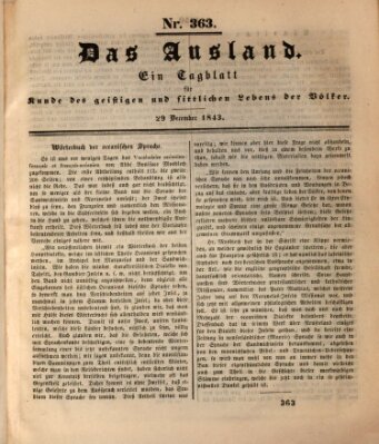 Das Ausland Freitag 29. Dezember 1843