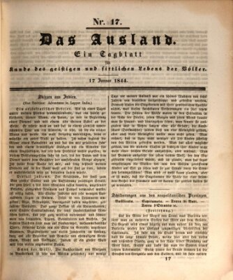 Das Ausland Mittwoch 17. Januar 1844