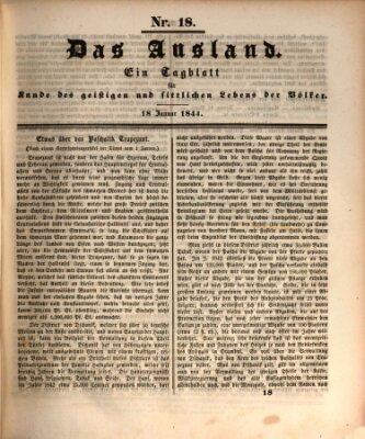 Das Ausland Donnerstag 18. Januar 1844