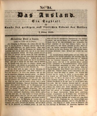 Das Ausland Samstag 3. Februar 1844