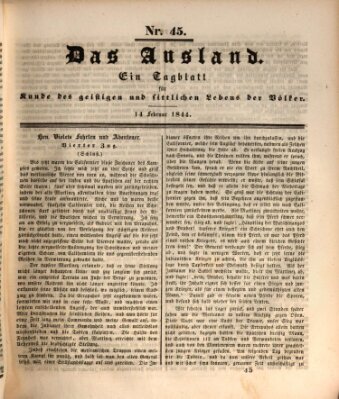 Das Ausland Mittwoch 14. Februar 1844