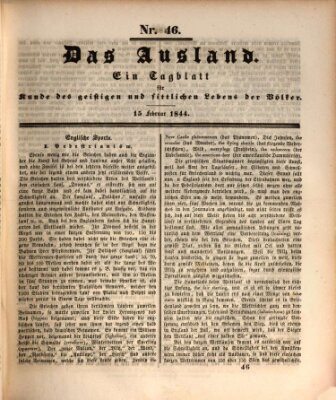 Das Ausland Donnerstag 15. Februar 1844