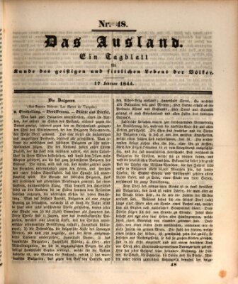 Das Ausland Samstag 17. Februar 1844