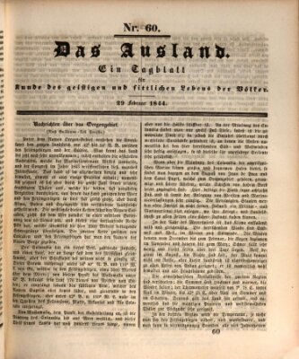 Das Ausland Donnerstag 29. Februar 1844