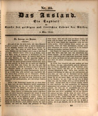 Das Ausland Dienstag 5. März 1844