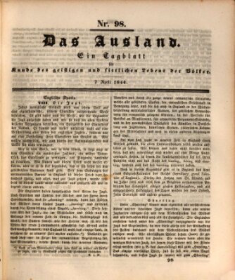 Das Ausland Sonntag 7. April 1844