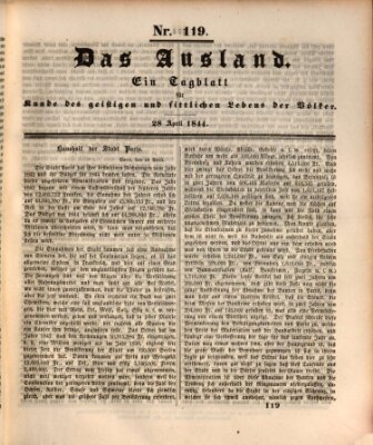 Das Ausland Sonntag 28. April 1844