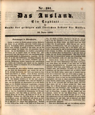 Das Ausland Samstag 29. Juni 1844