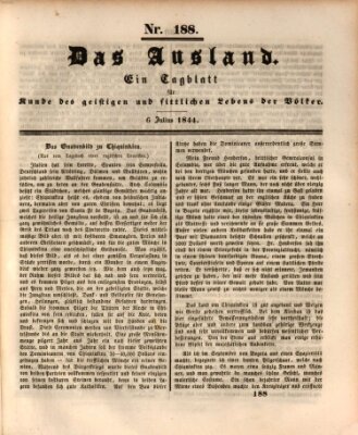 Das Ausland Samstag 6. Juli 1844