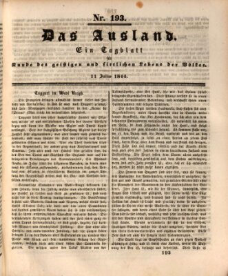 Das Ausland Donnerstag 11. Juli 1844