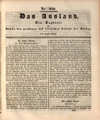 Das Ausland Samstag 17. August 1844