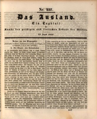 Das Ausland Samstag 24. August 1844