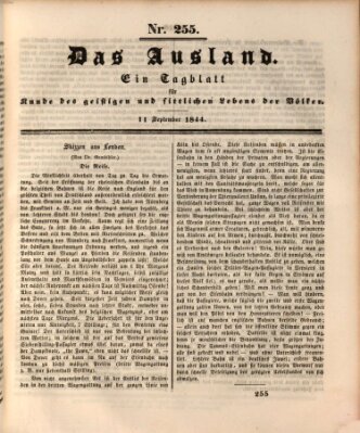 Das Ausland Mittwoch 11. September 1844