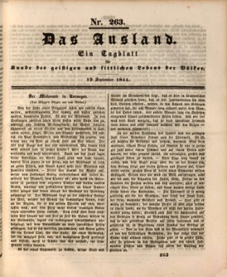 Das Ausland Donnerstag 19. September 1844