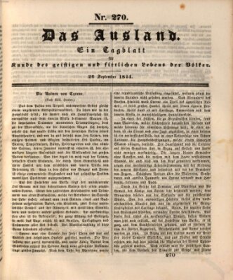 Das Ausland Donnerstag 26. September 1844